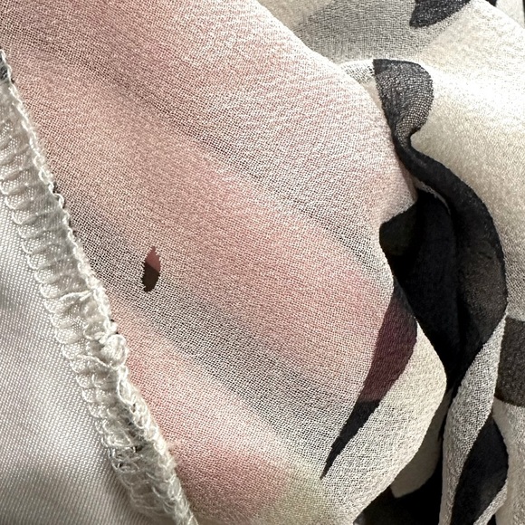 ANALILI Black White Silk Floral Dress Sheer Long Sleeve Slip Lined l Sz L *READ* - Picture 10 of 10